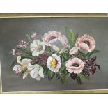 A framed oil painting on canvas still life study of flowers and foliage. By Lieutenant-Colonel Sir
