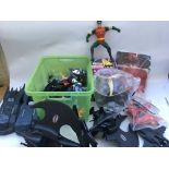 A box of Batman figures and cars etc all loose, un