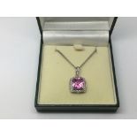 A 9ct white gold pink pendant set with a pink CZ a