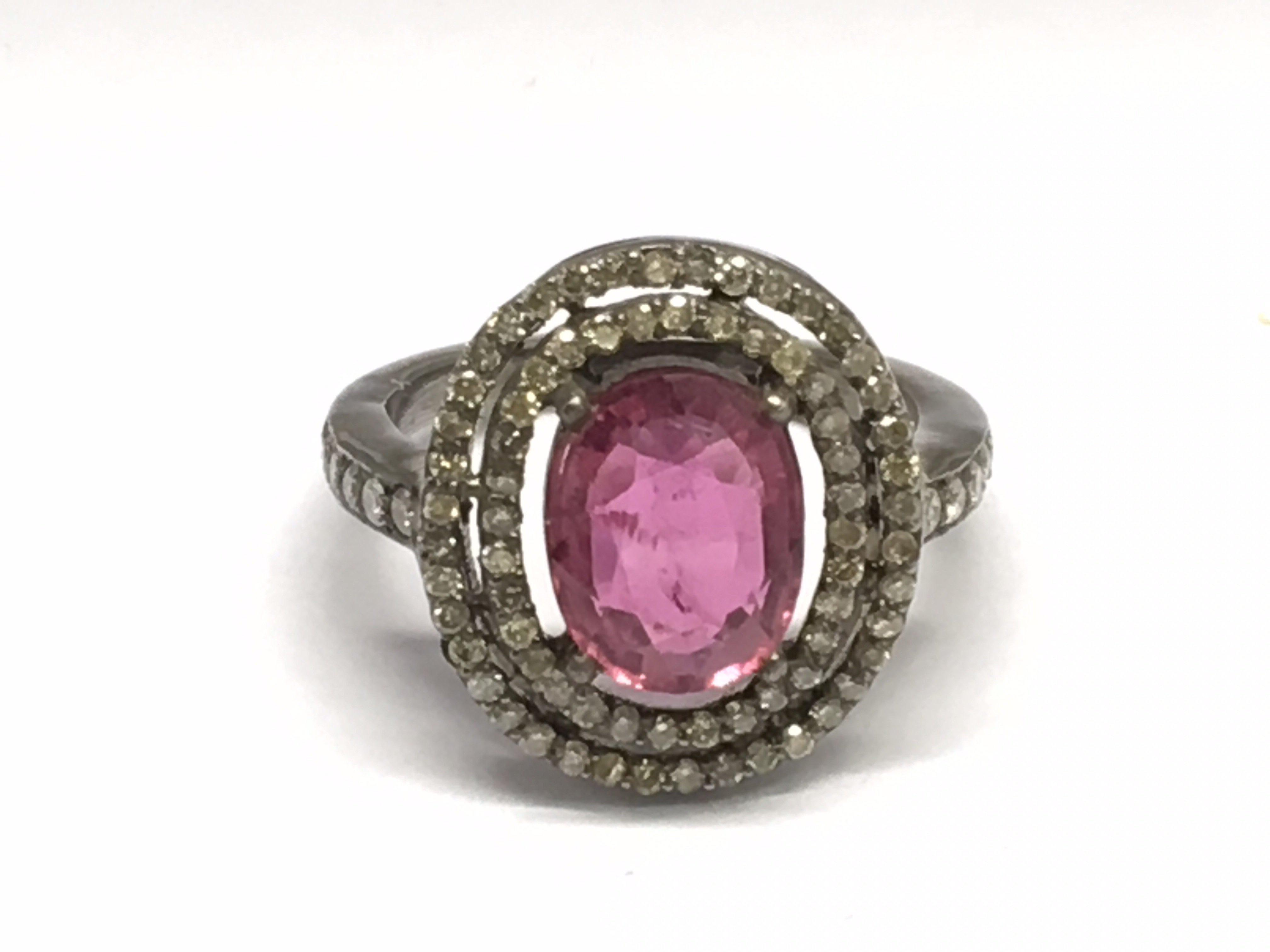 A diamond and pink tourmaline cluster ring, approx - Image 2 of 2