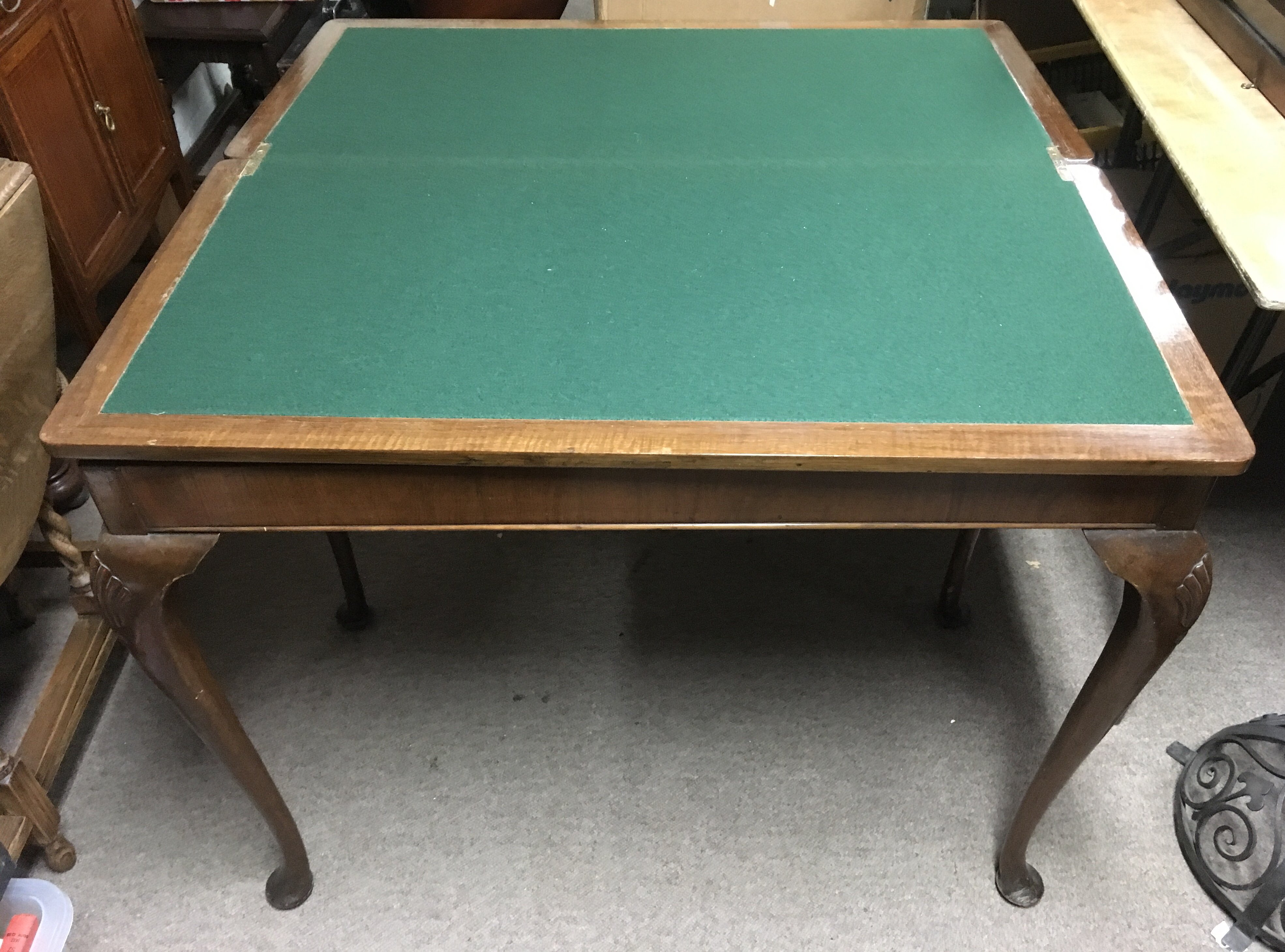 A walnut, folding card table.Approx 91x91cm extendedx74cm high - Image 2 of 2