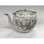 A Chinese Republic Porcelain tea pot decorated wit