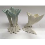 Two Worcester porcelain flower vases Hight 15cm (2