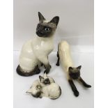 Three Siamese cats by Beswick and Doulton - NO RES