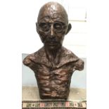 A large and impressive sculpture bust of Gandhi, o