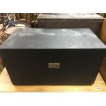 Political interest. A black painted wooden deed box, approx 70cm x 33cm x 36cm, originally the