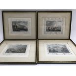 Four framed and glazed prints depicting areas of t