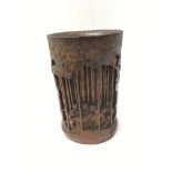 A carved early 20th Century bamboo spill vase with