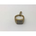 A pave set diamond signet ring, approx 8g and appr