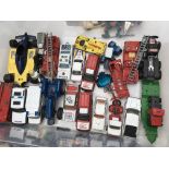 A box of playworn Diecast vehicles including Corgi