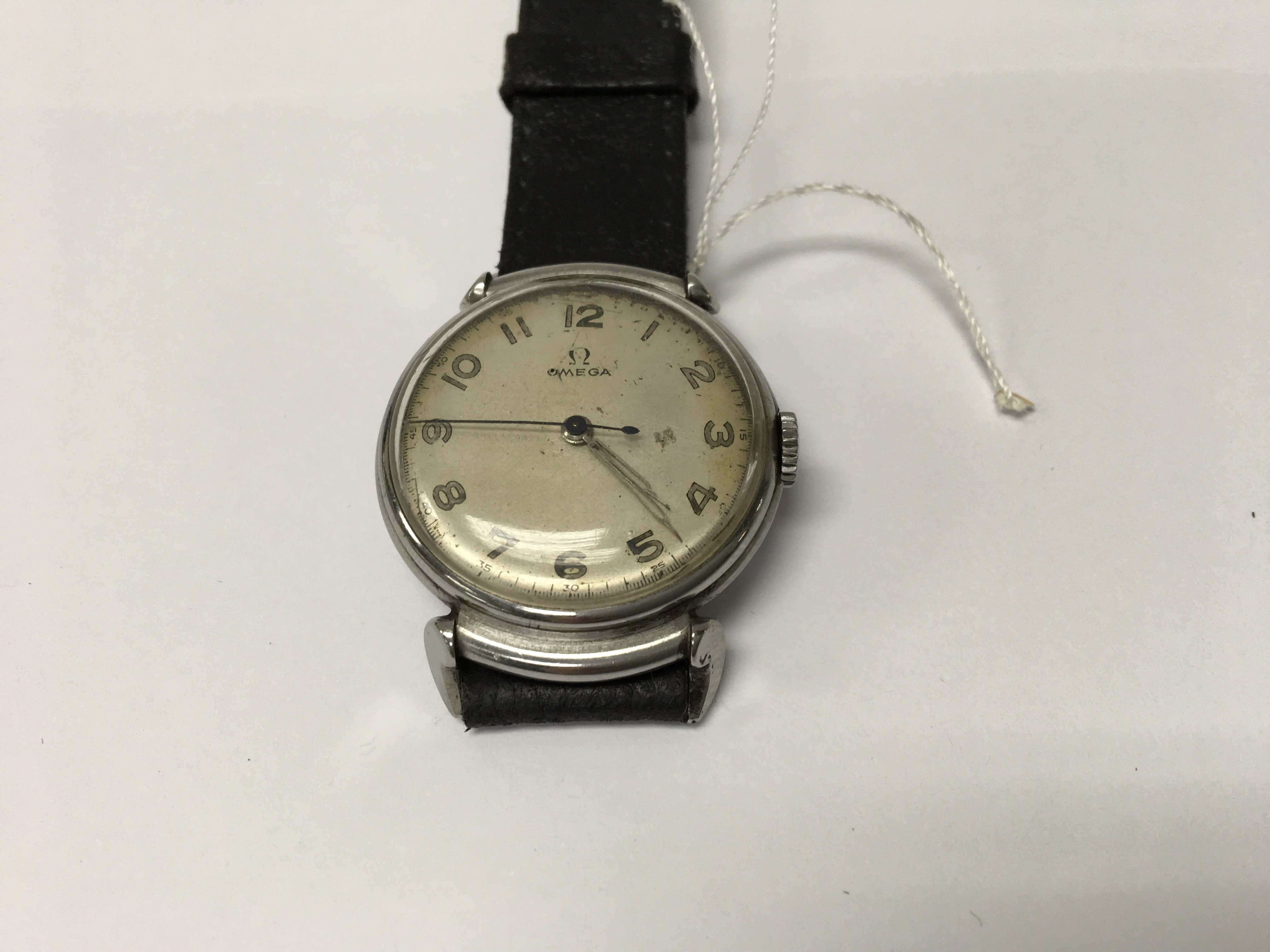 A gents omega wrist watch the dial with Arabic numerals