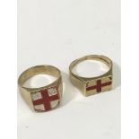 Two gent's, 9ct gold St.George signet rings Approx