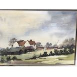 A pair of watercolours study of farm buildings sig