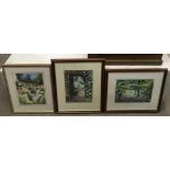 Three, framed Ashley Bryant landscape watercolours