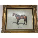 A gilt Framed oil painting on canvas of Mill Reef.