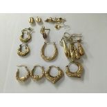 A collection of earrings including gold 10grams ap