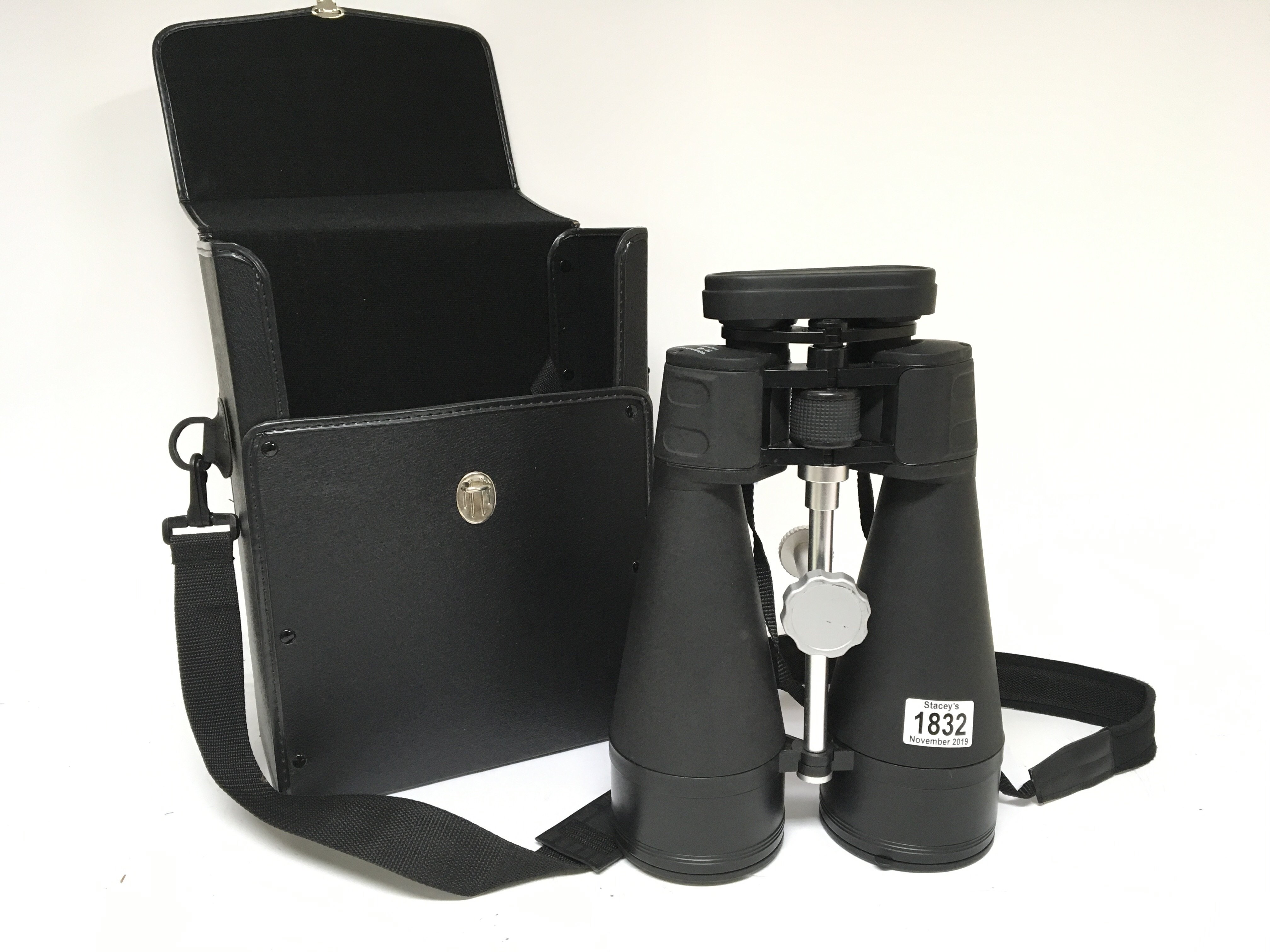 A pair of large binoculars with night vision waterproof with attached stand bracket 20x80 in a