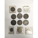 Twelve Victorian and later silver coins.
