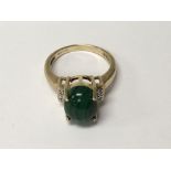 A 9 k gold ring inset with malachite and white Top