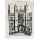 A framed Drypoint a view of Hampton Court signed i