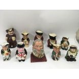 Nine various character jugs plus a Royal Doulton '