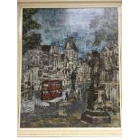A framed oil on board of London depicting the law courts, approx