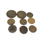 A collection of American Cival war token coins, co