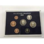 A set of 1982 Falkland Island coins.