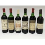 Six bottles of 1970s Vintage wine comprising chate