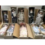 Alberon porcelain dolls, x10 all boxed in good con