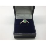 A 9ct gold, emerald and diamond ring, approx 1.8g
