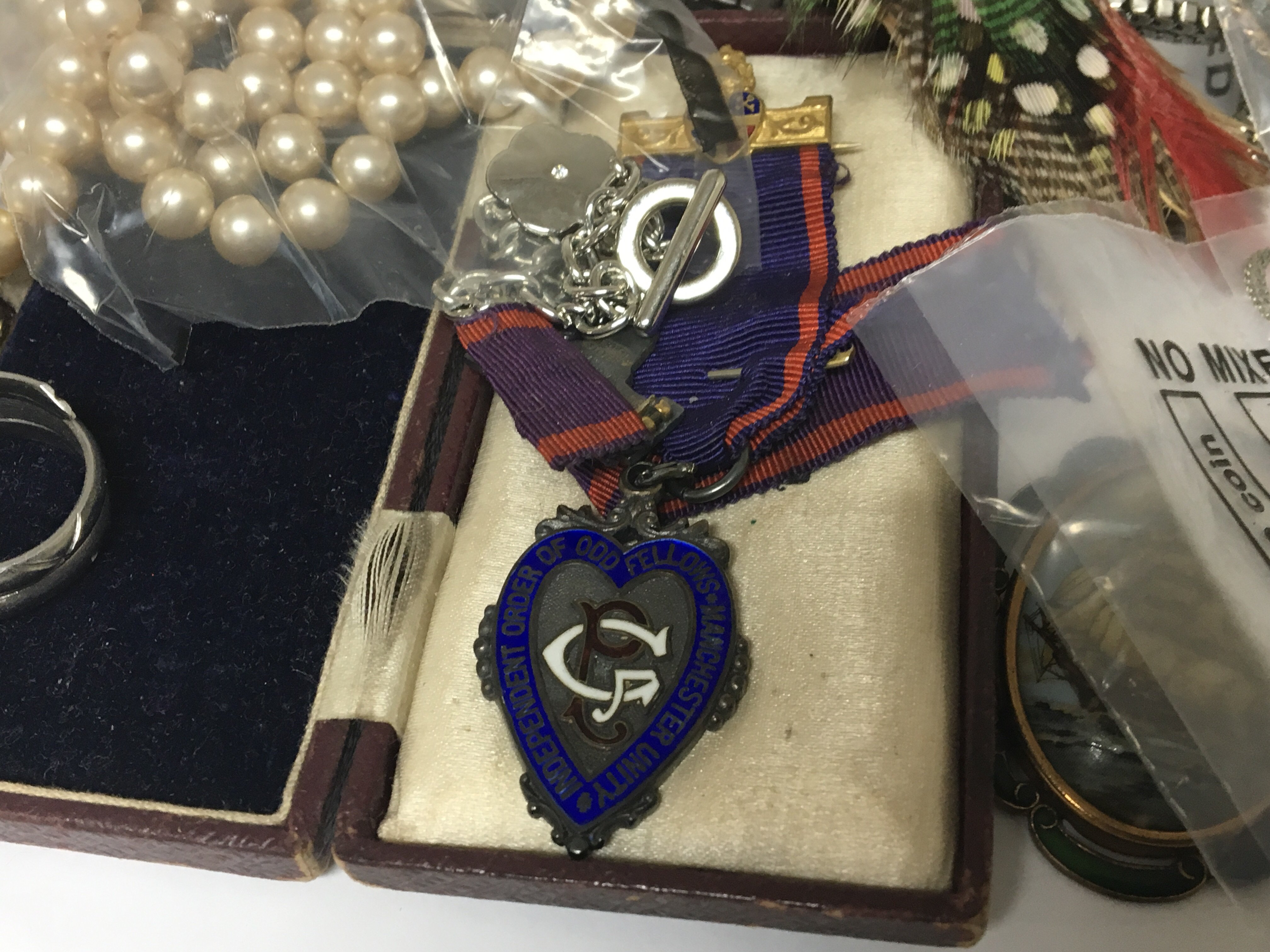 A collection of costume jewellery including some silver watches an 1851 Exhibition souvenir enamel - Image 3 of 3