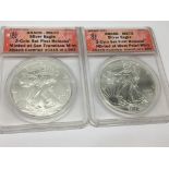Two American Silver (9.99) 2012 with S and W mint