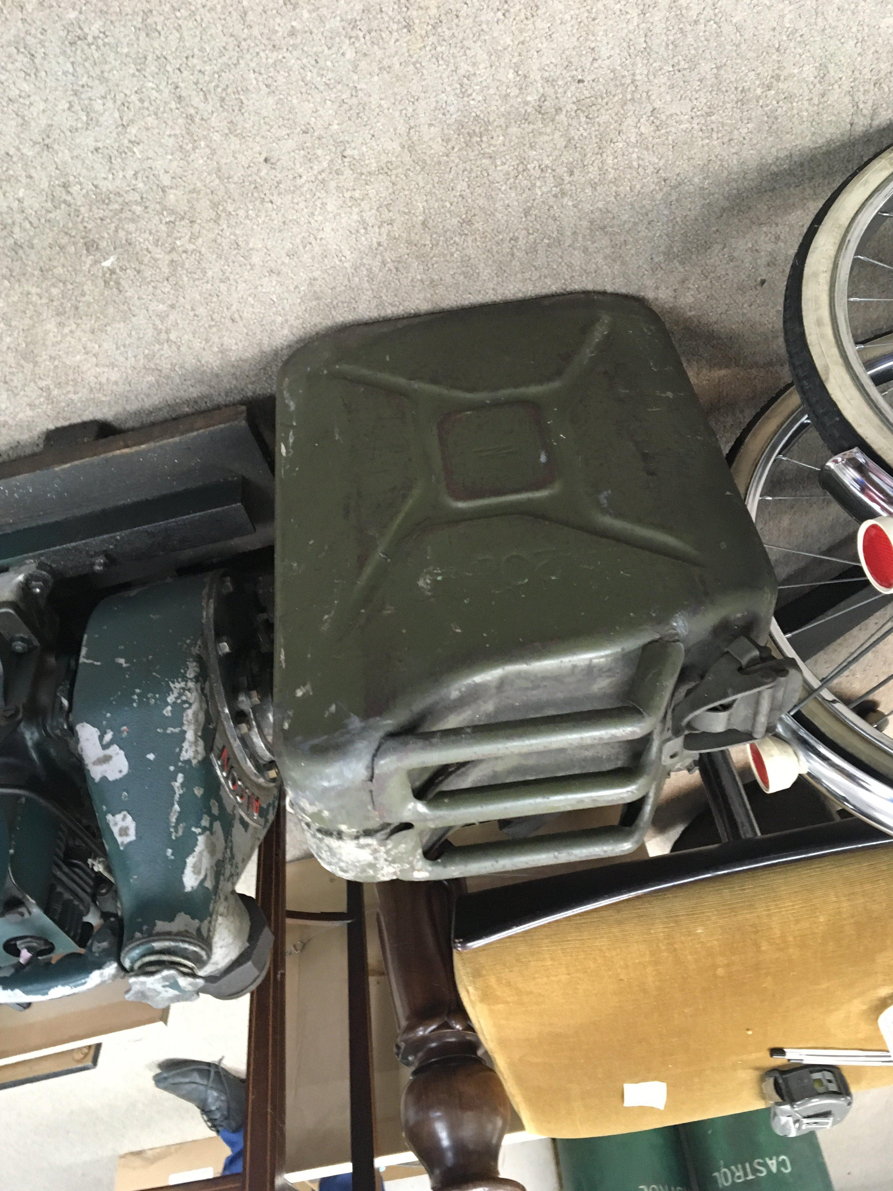 An old manual pillar drill fuel cans and vintage small portable TV (a lot) - Image 2 of 3