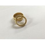 Two 22 ct gold wedding bands one broken 17 grams a
