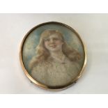 A 19th century portrait watercolour miniature on i