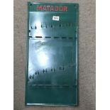 A metal shop display stand for Matador tools 64cm x 32cm