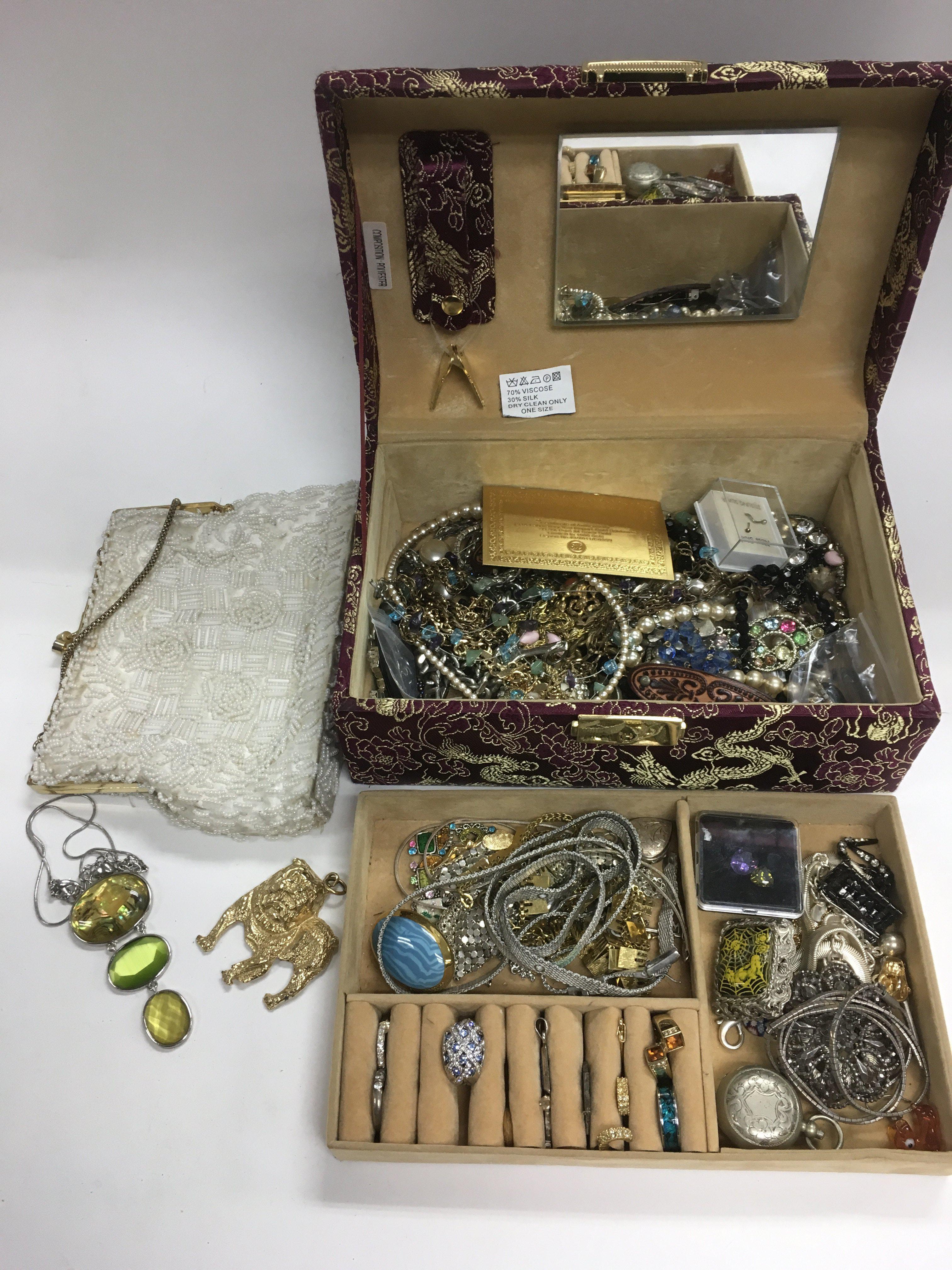 A box of costume jewellery.