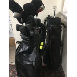 A set of Ping Golf clubs a Golf trolley and bag. (