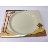 A coral firs Clarice Cliff square plate 26 cm