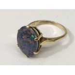 A 9ct gold, opal doublet ring.Approx size T