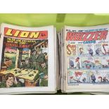 A collection of 1970s UK comics including Lion and