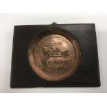 A framed Swift Motor Company copper advertising pl