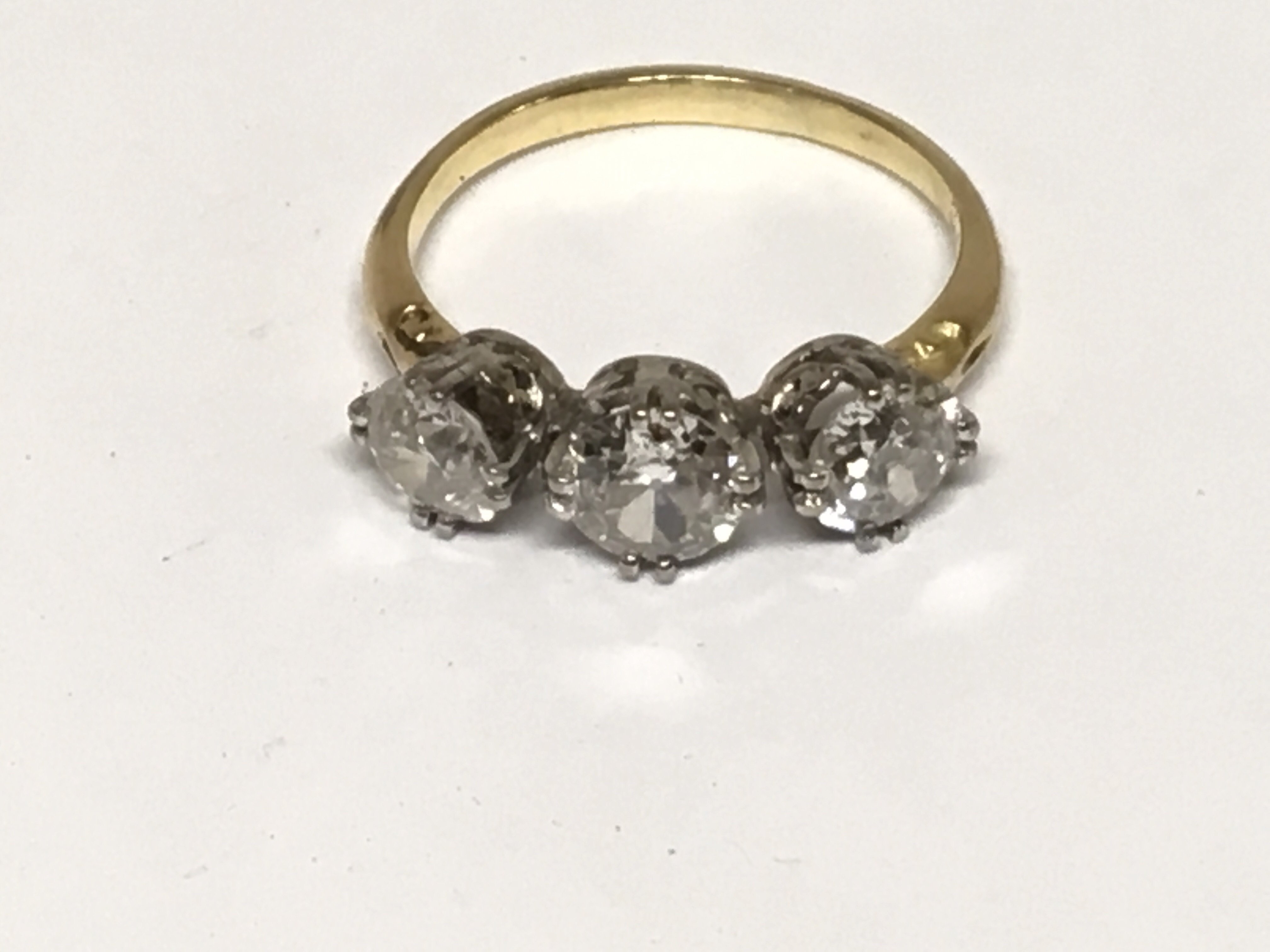 A Quality three stone diamond ring set in 18carat - Image 2 of 2