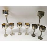 A fine set of eight Modernist silver goblets by Ch