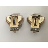 A pair of Art Deco design three tone gold (unmarke
