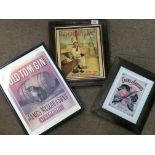 An old framed advert for Nugget Polishes and two other framed advertising posters