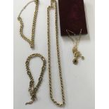 A 9 ct rope chain necklace 6 grams two 9 ct gold p