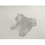 A Lalique figural group of two lion cubs, approx h