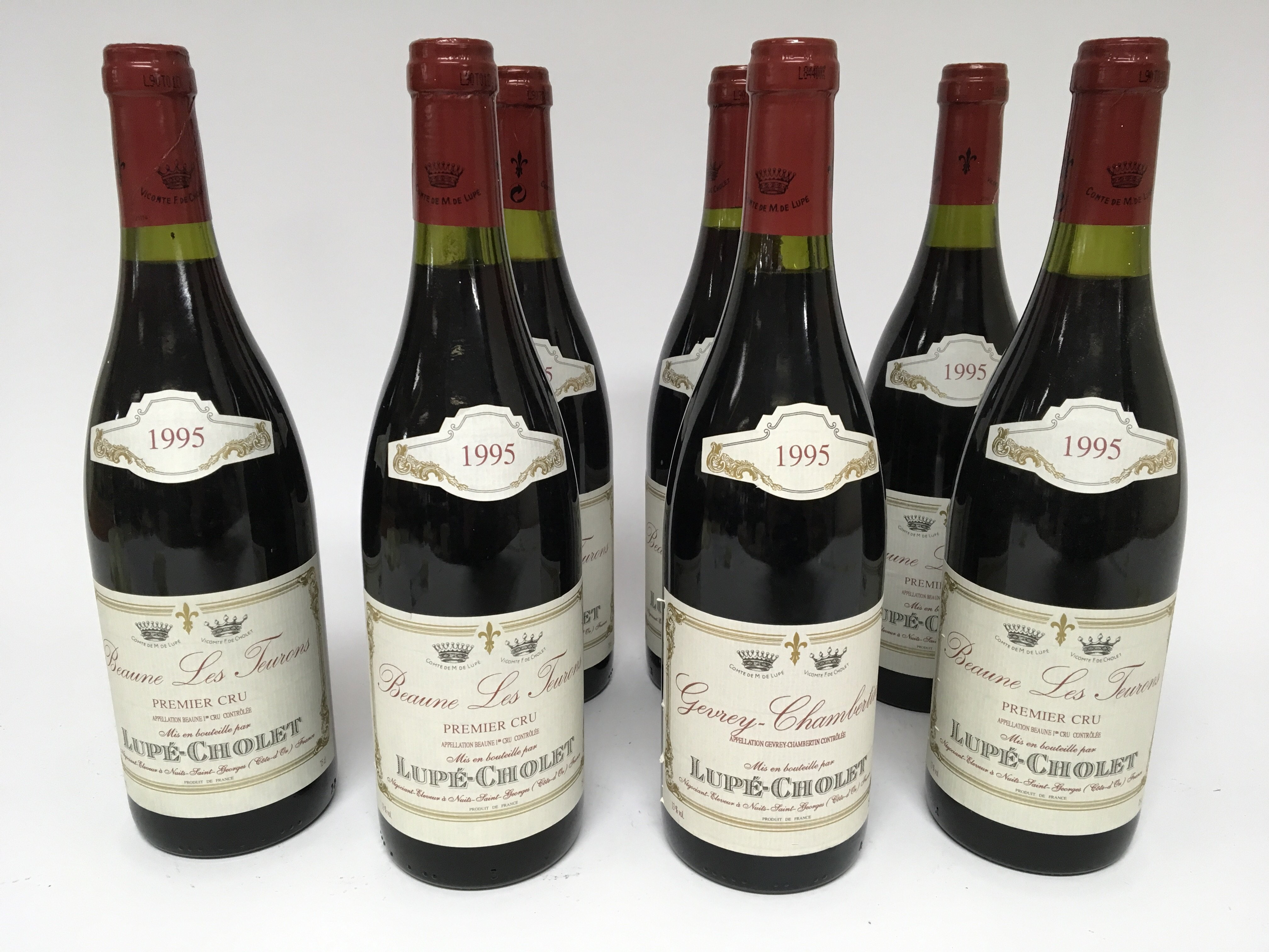 Seven bottles of vintage 1995 Lupe-Cholet premier